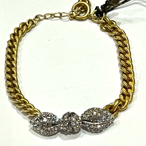NWT Juicy Couture Pave Encrusted Bow Cuban Link Bracelet—Gold-Tone - Picture 5 of 8